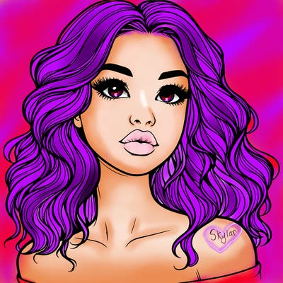 realistic girl with wavy hair and lips