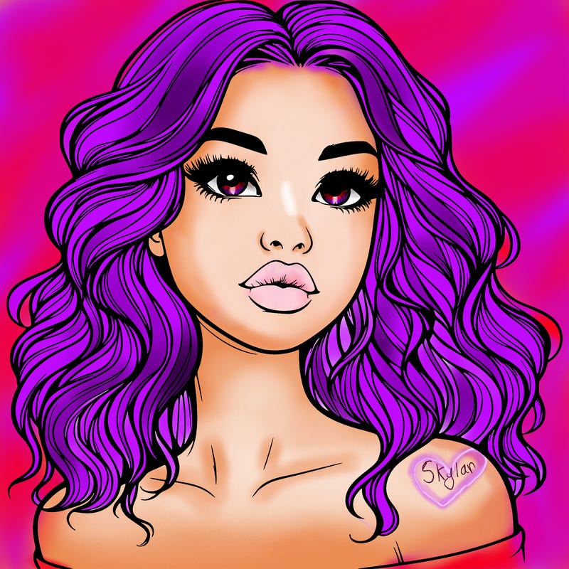 realistic girl with wavy hair and lips