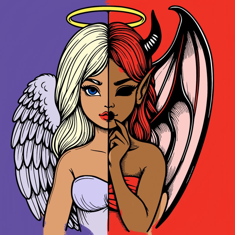 realistic angel half demon