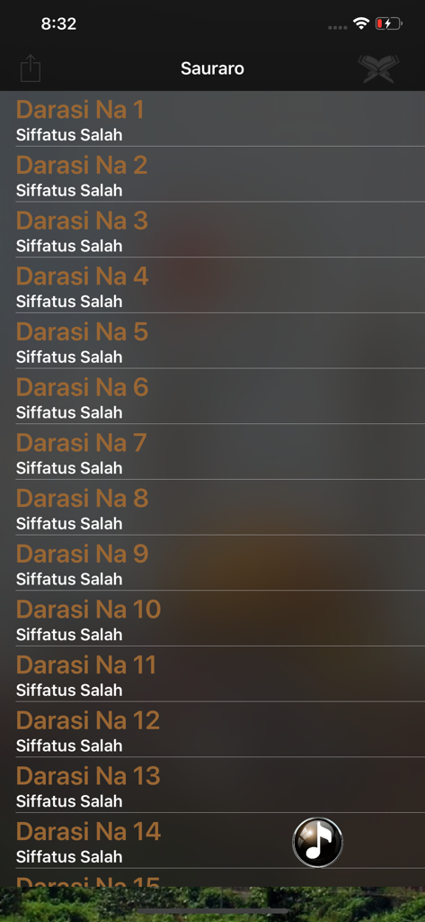 Siffatus Salatin Nabiyyi Jafar - A list of audio lessons for prayer instruction in the Hausa language within the app
