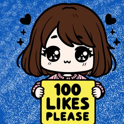 cute girl holding a sign saying 100 likes please