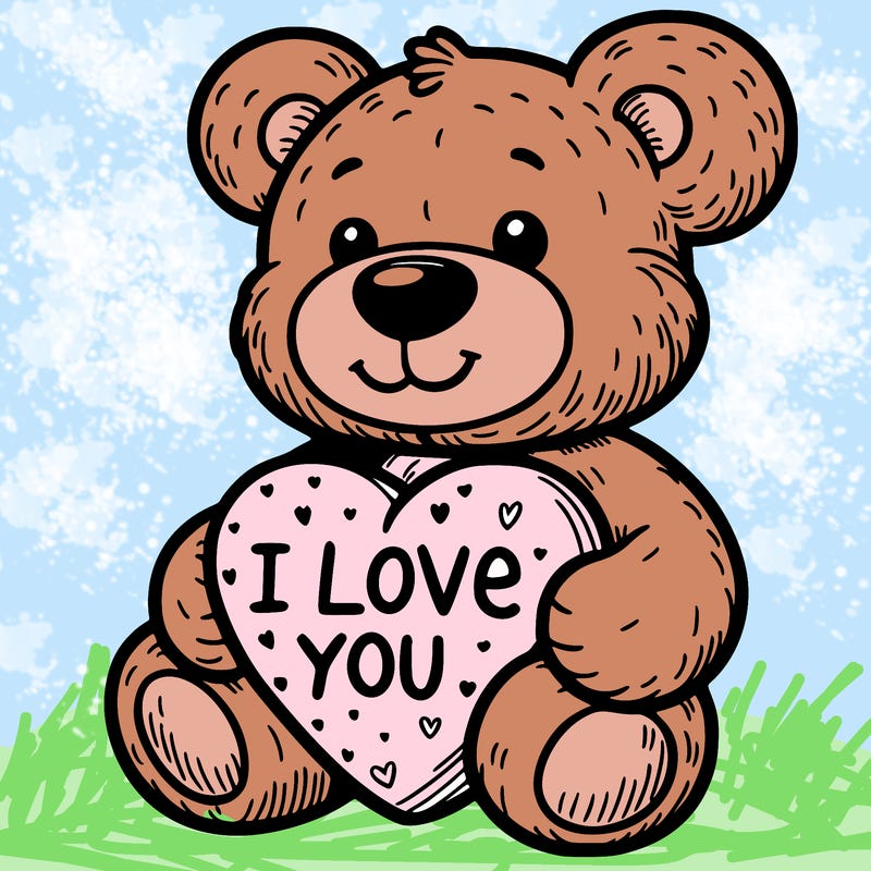 teddy bear holding an i love you heart