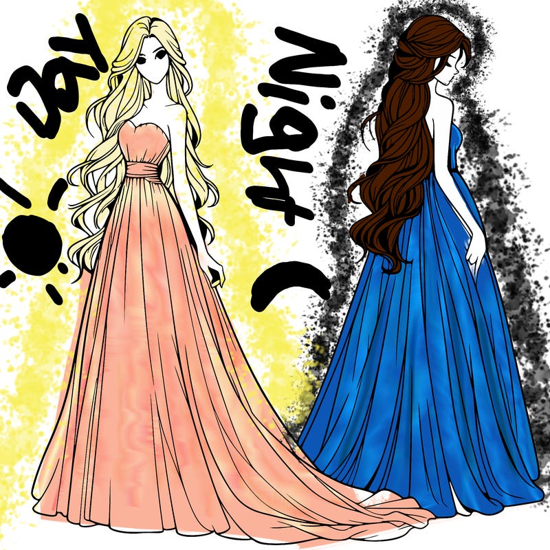 realistic woman with long flowing dress