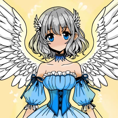manga woman with large wings