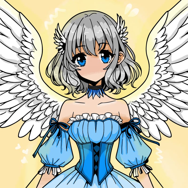 manga woman with large wings