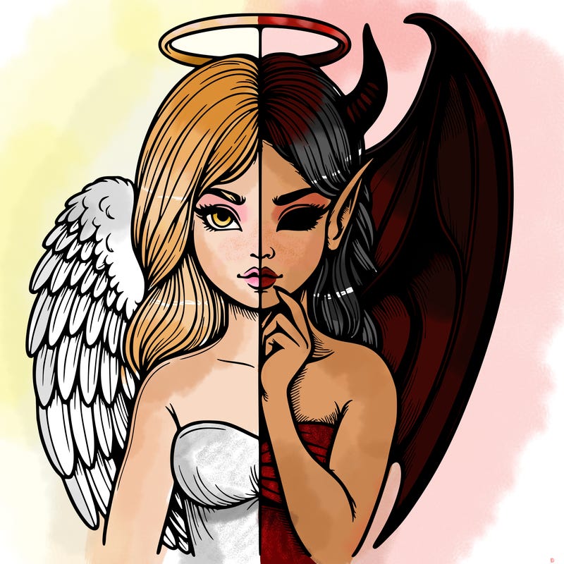 realistic angel half demon