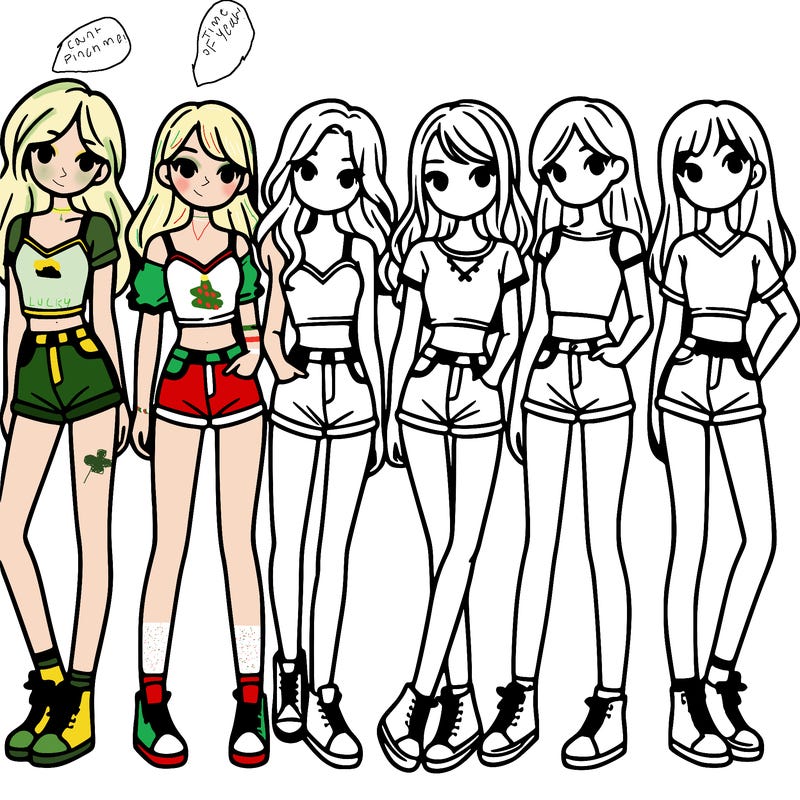 a group of girls wearing crop tops and shorts