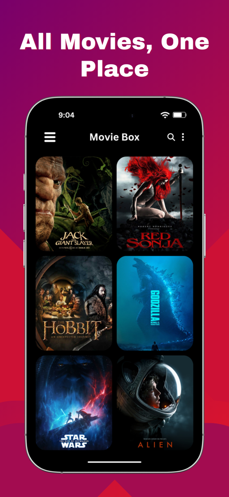 Movies Box 2026 - Aplicativo Movies Box 2026 mostrando uma biblioteca de filmes curada com pôsteres em uma interface escura