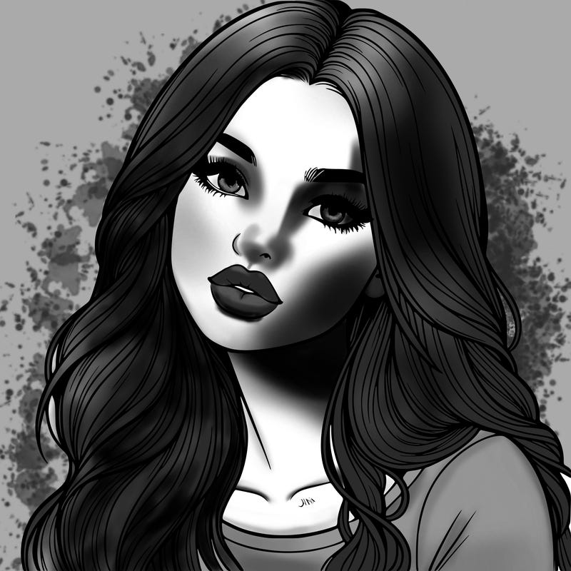 realistic girl with hair on her hair and lips