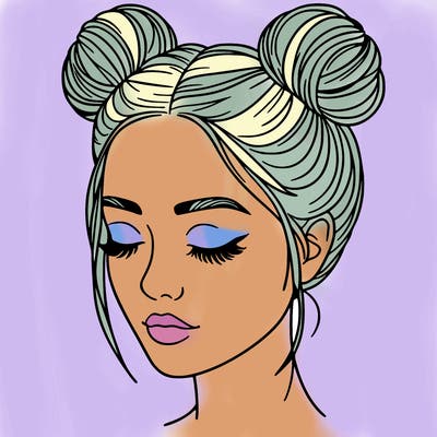 woman with hair buns