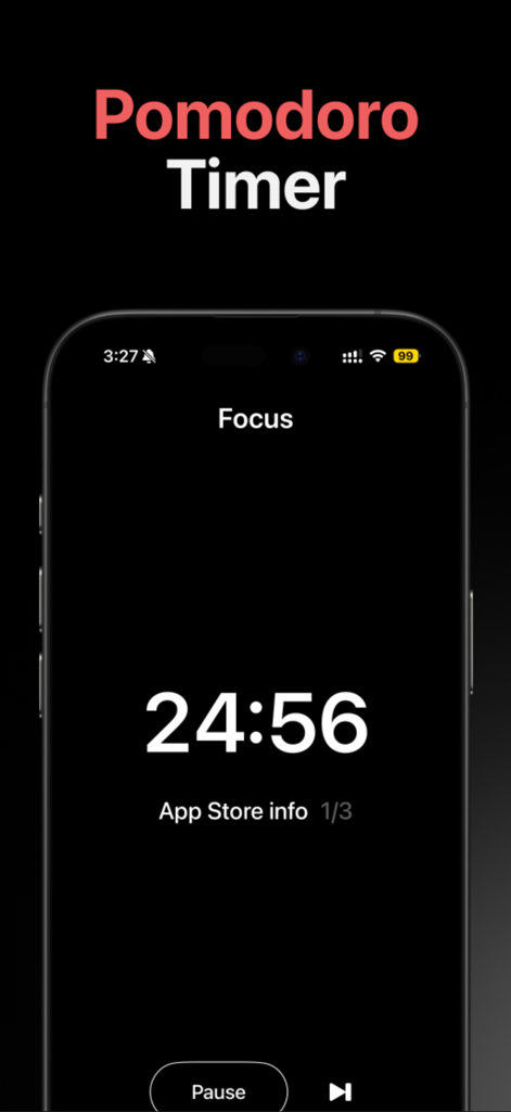 Todo List & Pomodoro: PomoTask - Minimalistische Pomodoro-Fokus-Timer-Oberfläche in der PomoTask-App
