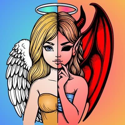 realistic angel half demon