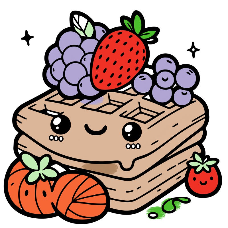 simple waffle with fruit