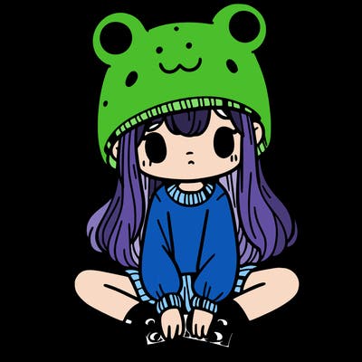 a girl wearing a frog hat and some frog socks