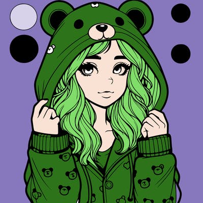 realistic girl in a animal pjs hoodie