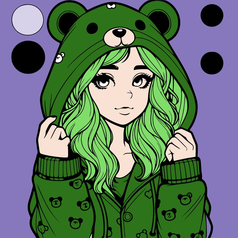 realistic girl in a animal pjs hoodie