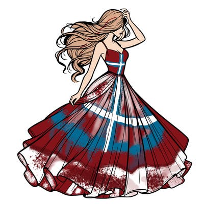 realistic woman with dress flowing in the wind