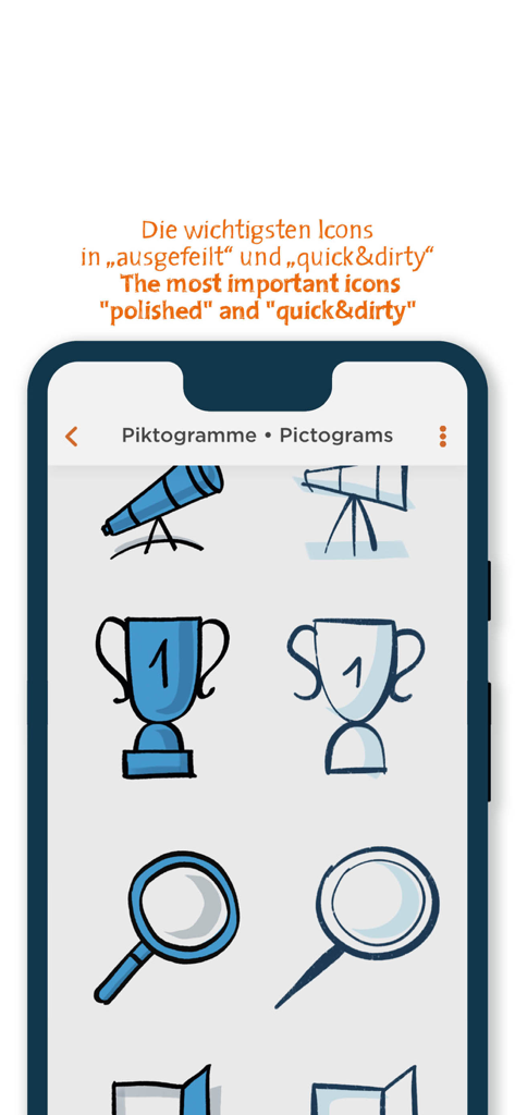 bikablo - Interface de l'application bikablo affichant des versions polies et rapides des pictogrammes pour la communication visuelle
