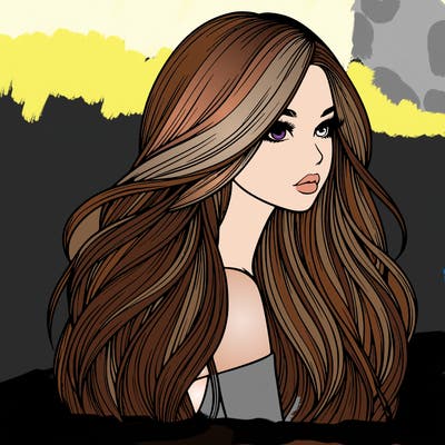 realistic girl with long realistic hair