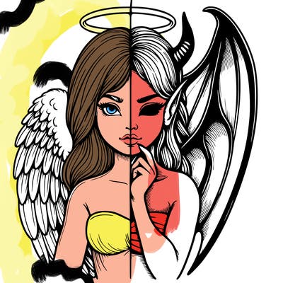 realistic angel half demon