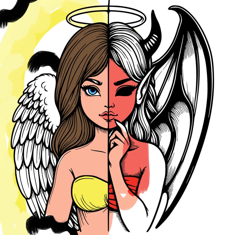 realistic angel half demon