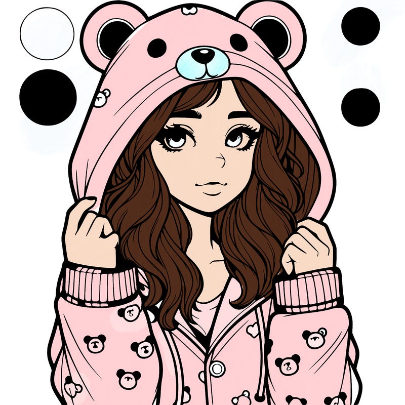 realistic girl in a animal pjs hoodie