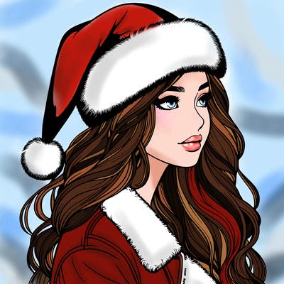 realistic girl in santa hat