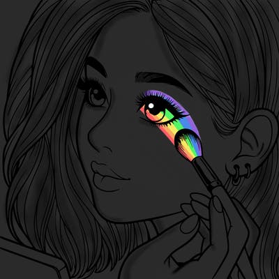 a realistic girl doing her makeup