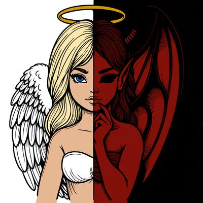 realistic angel half demon