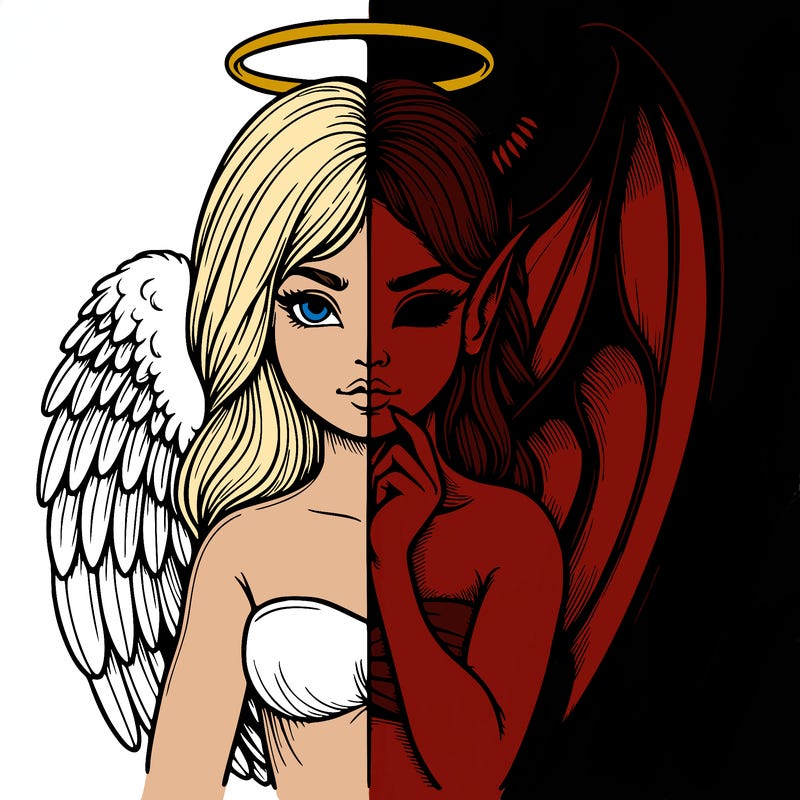 realistic angel half demon