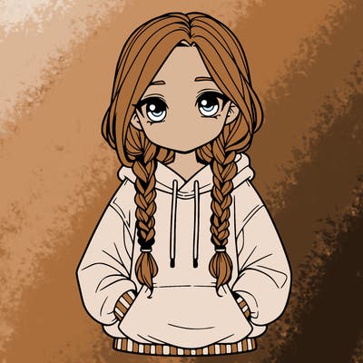 a realistic girl with a oversized hoodie and she has braids