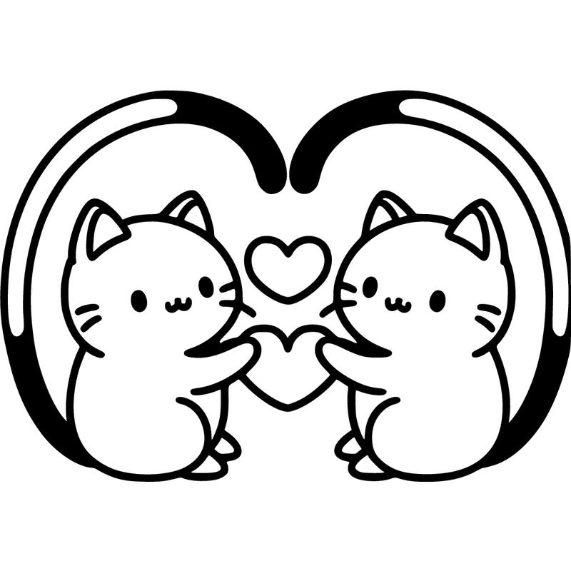 cats making a heart with tails