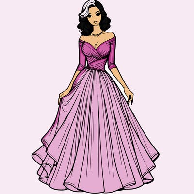 realistic woman in a beautiful dress