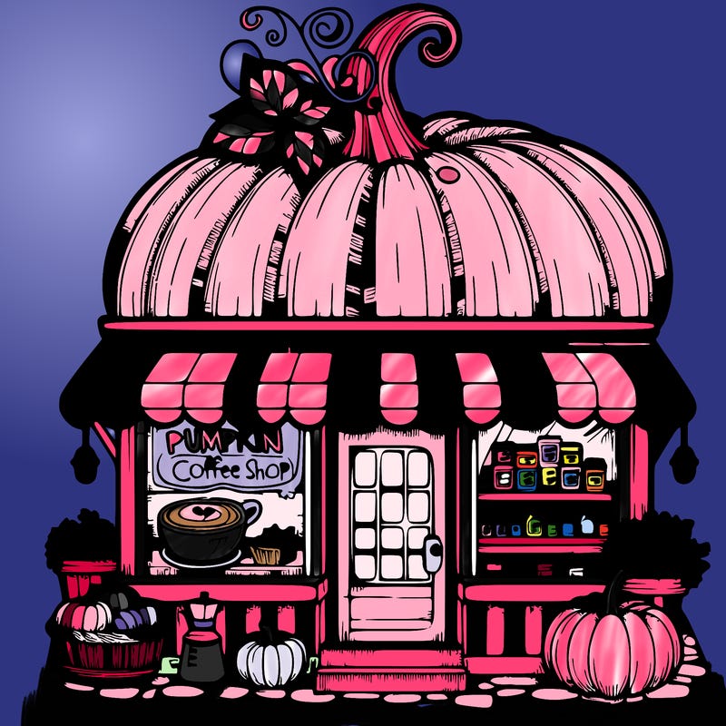 pumpkin coffee shop realistic