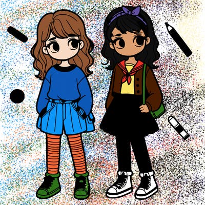 two girls standing next to each other