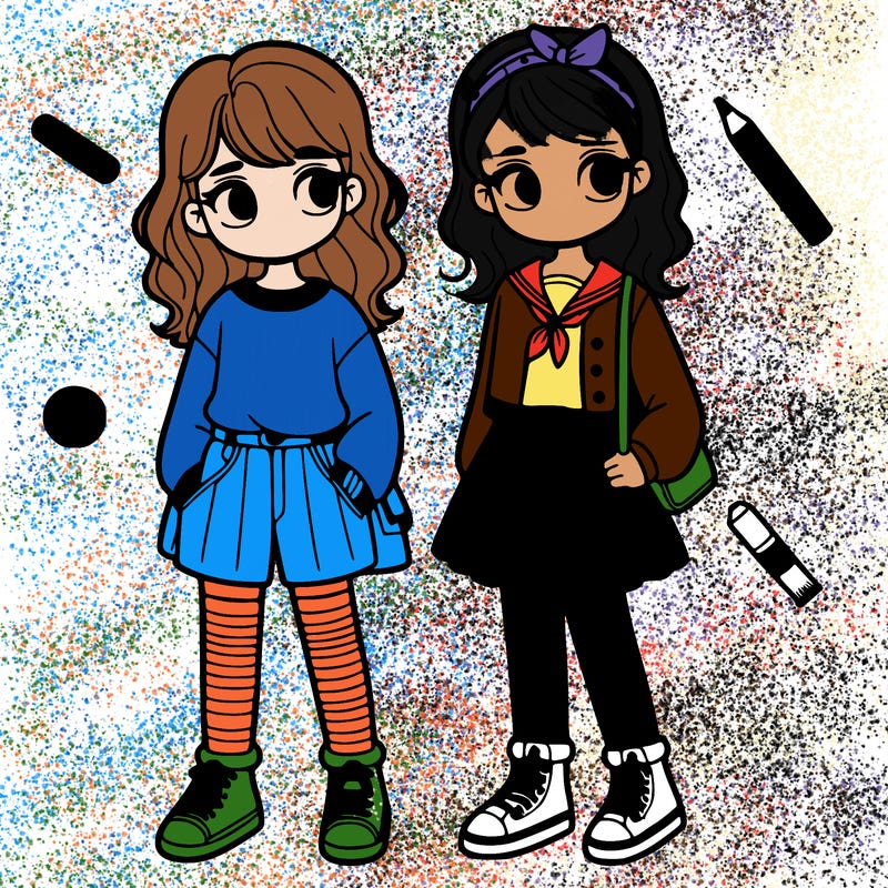 two girls standing next to each other