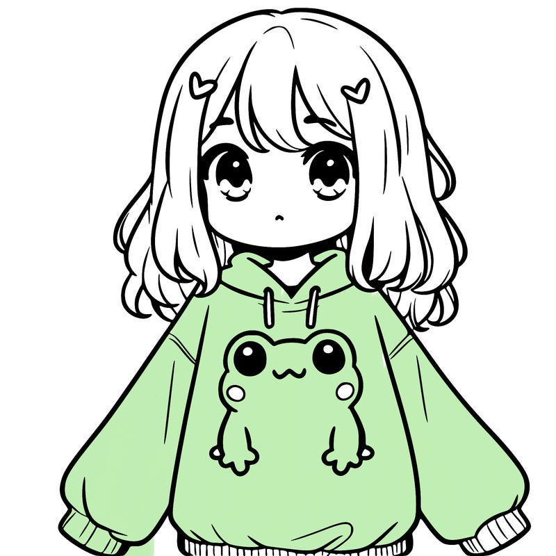 girl wearing frogging sweatshirt