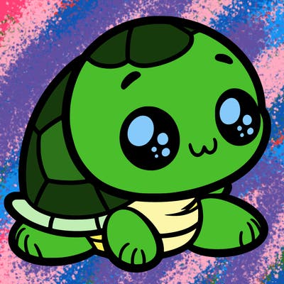 cute little animated turtle