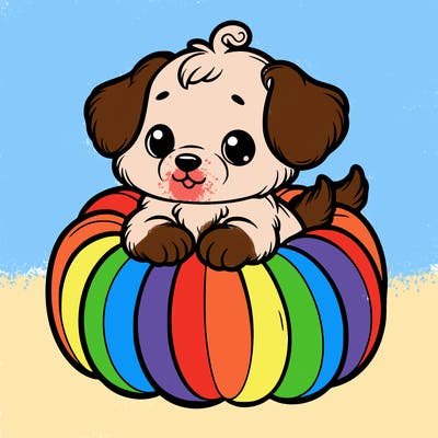 cute little puppy in a pumpkin