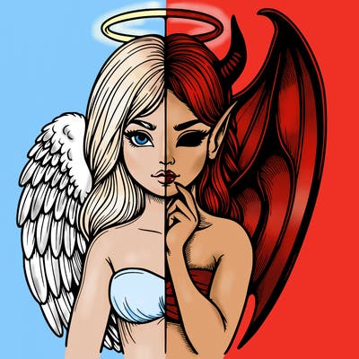 realistic angel half demon