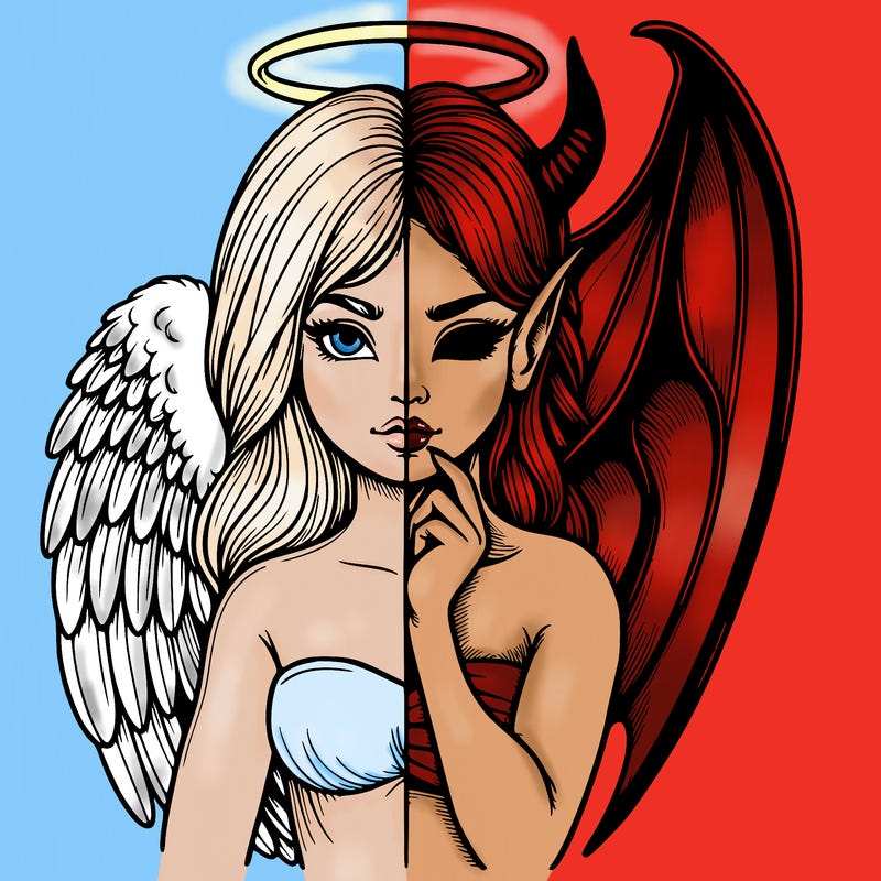 realistic angel half demon