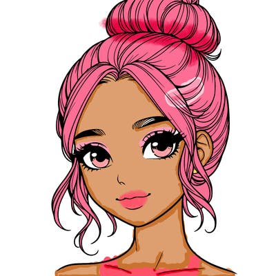 realistic pretty girl with hair in bun