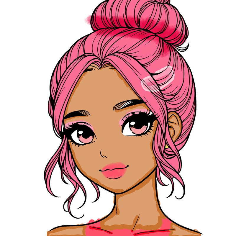 realistic pretty girl with hair in bun