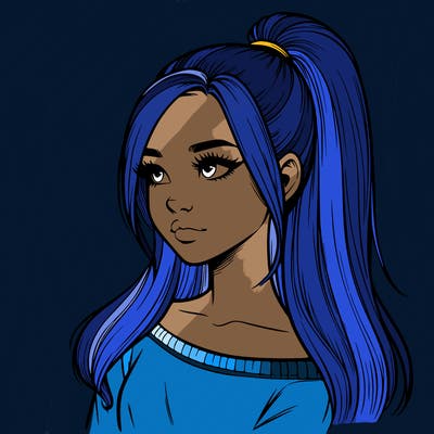 realistic girl with a high ponytail