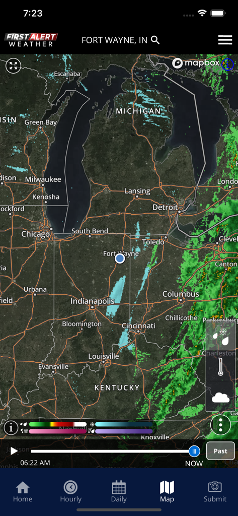 21Alive First Alert Weather - High resolution interactive weather radar map showing storm tracking over Fort Wayne and the Midwest region