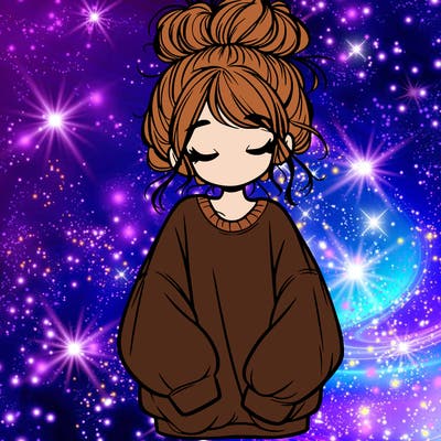 girl with baggy sweatshirt and messy bun