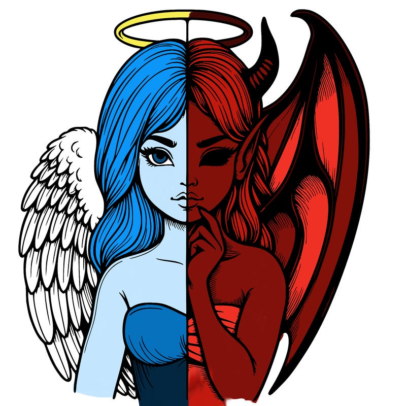 realistic angel half demon