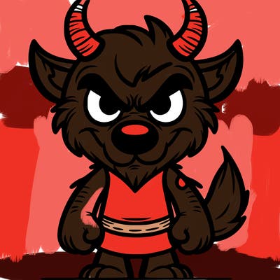 a evil wolf with big horns
