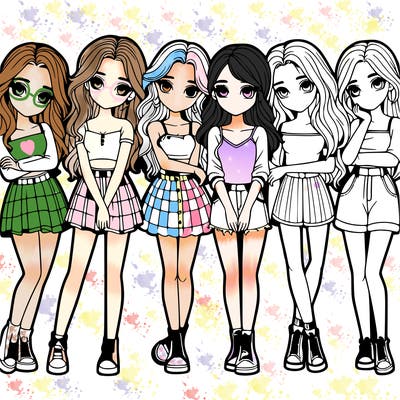 a group of girls realistic