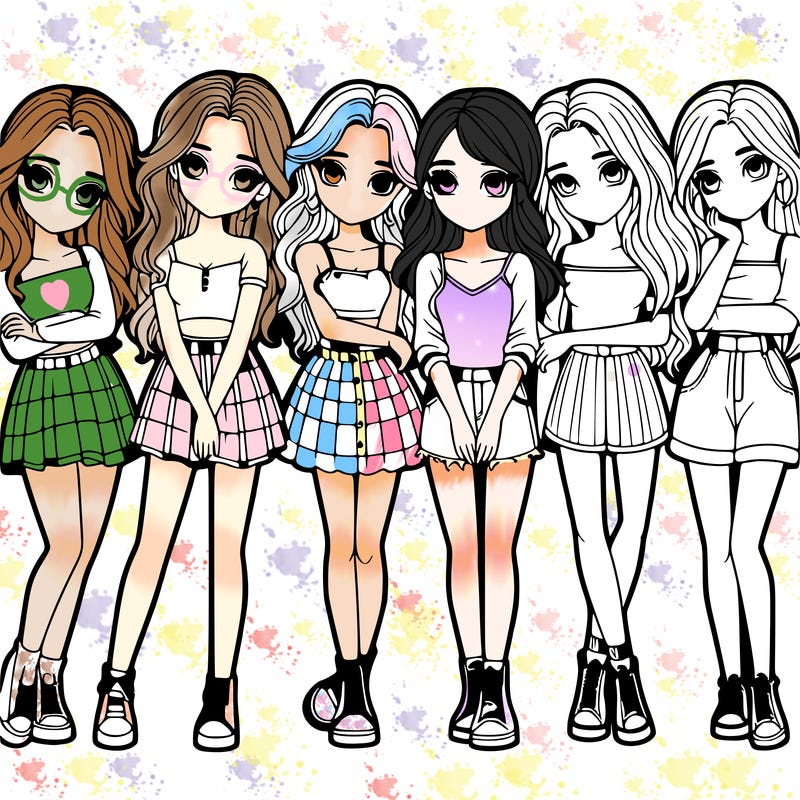 a group of girls realistic